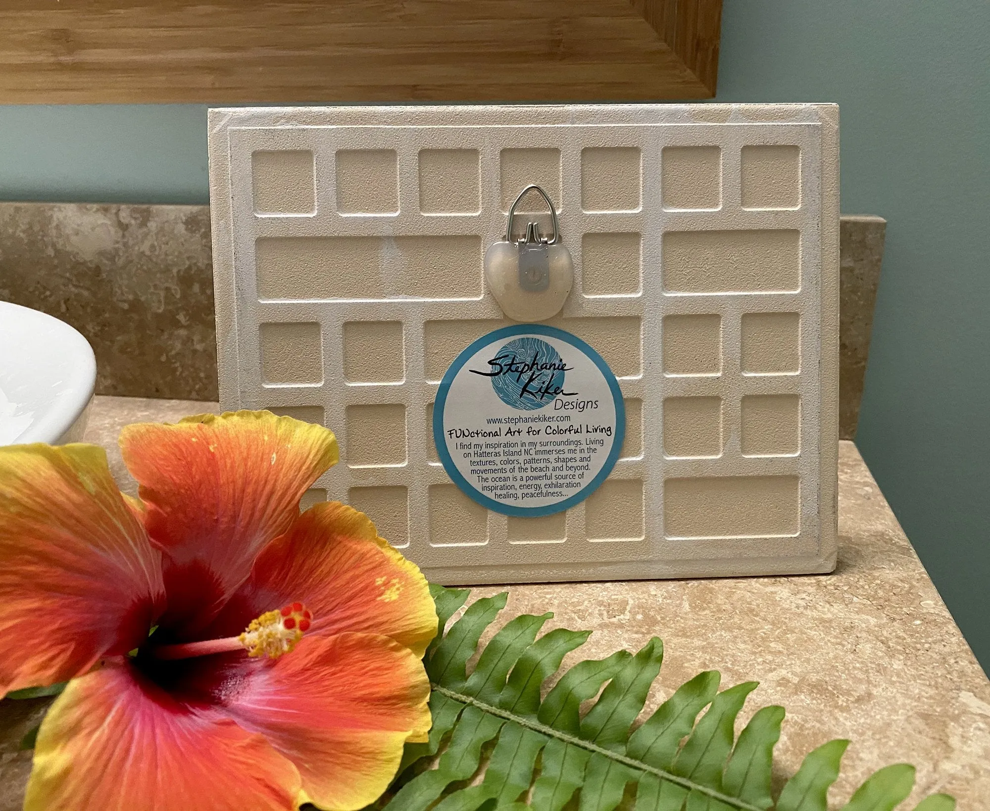 Palm Trees and Waves Ceramic Tile