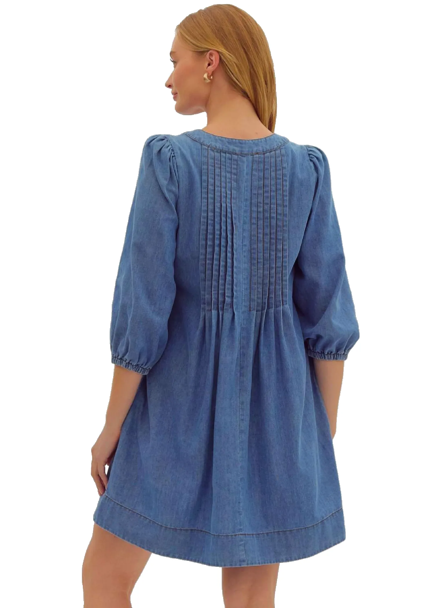 PINTUCK DENIM DRESS