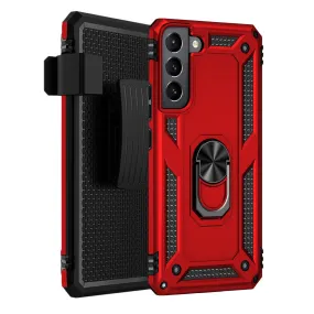 Red Military Kickstand Series Case with Belt Clip - Samsung Galaxy S22 Plus