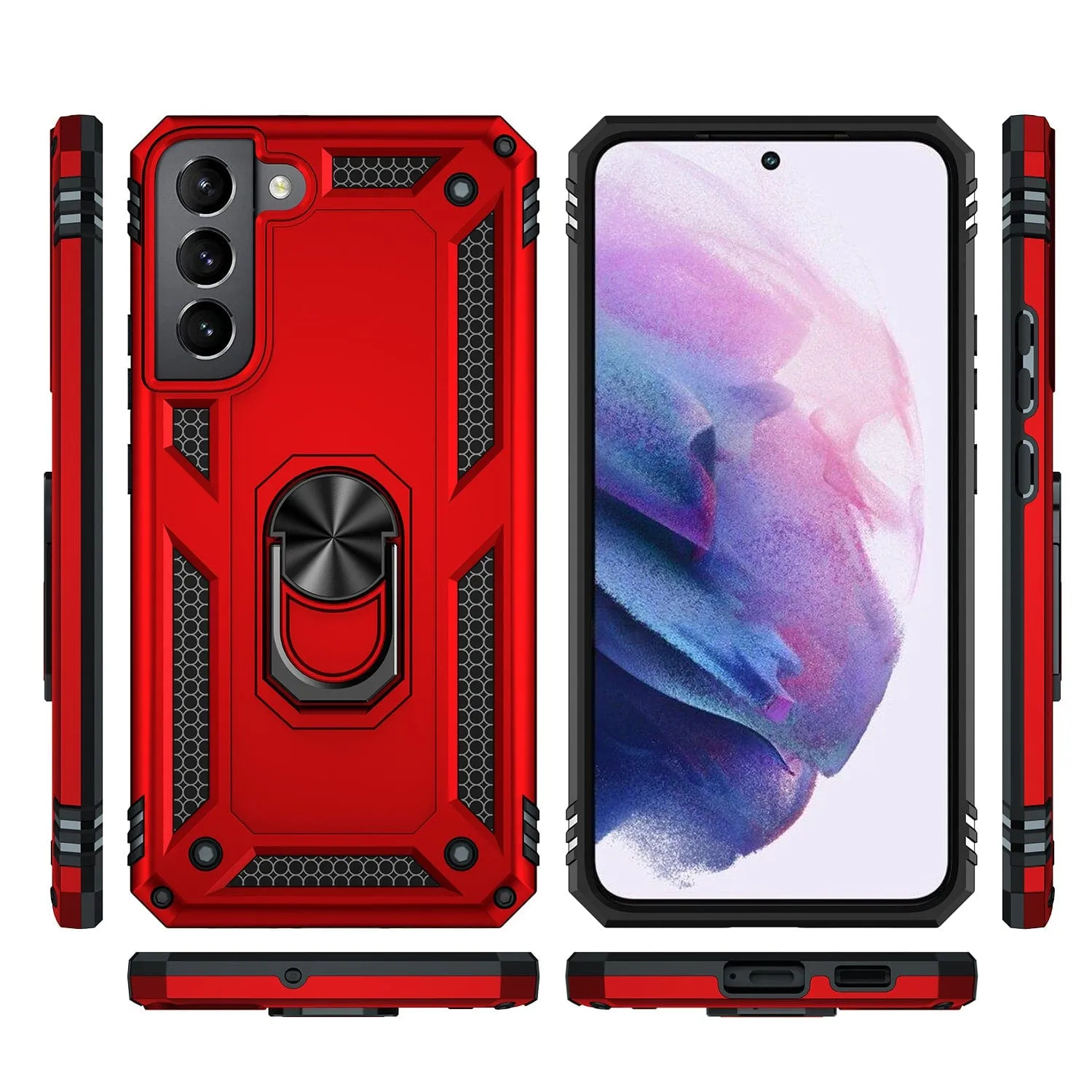 Red Military Kickstand Series Case with Belt Clip - Samsung Galaxy S22 Plus