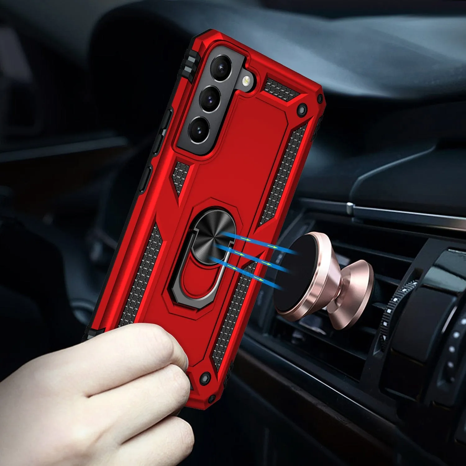 Red Military Kickstand Series Case with Belt Clip - Samsung Galaxy S22 Plus