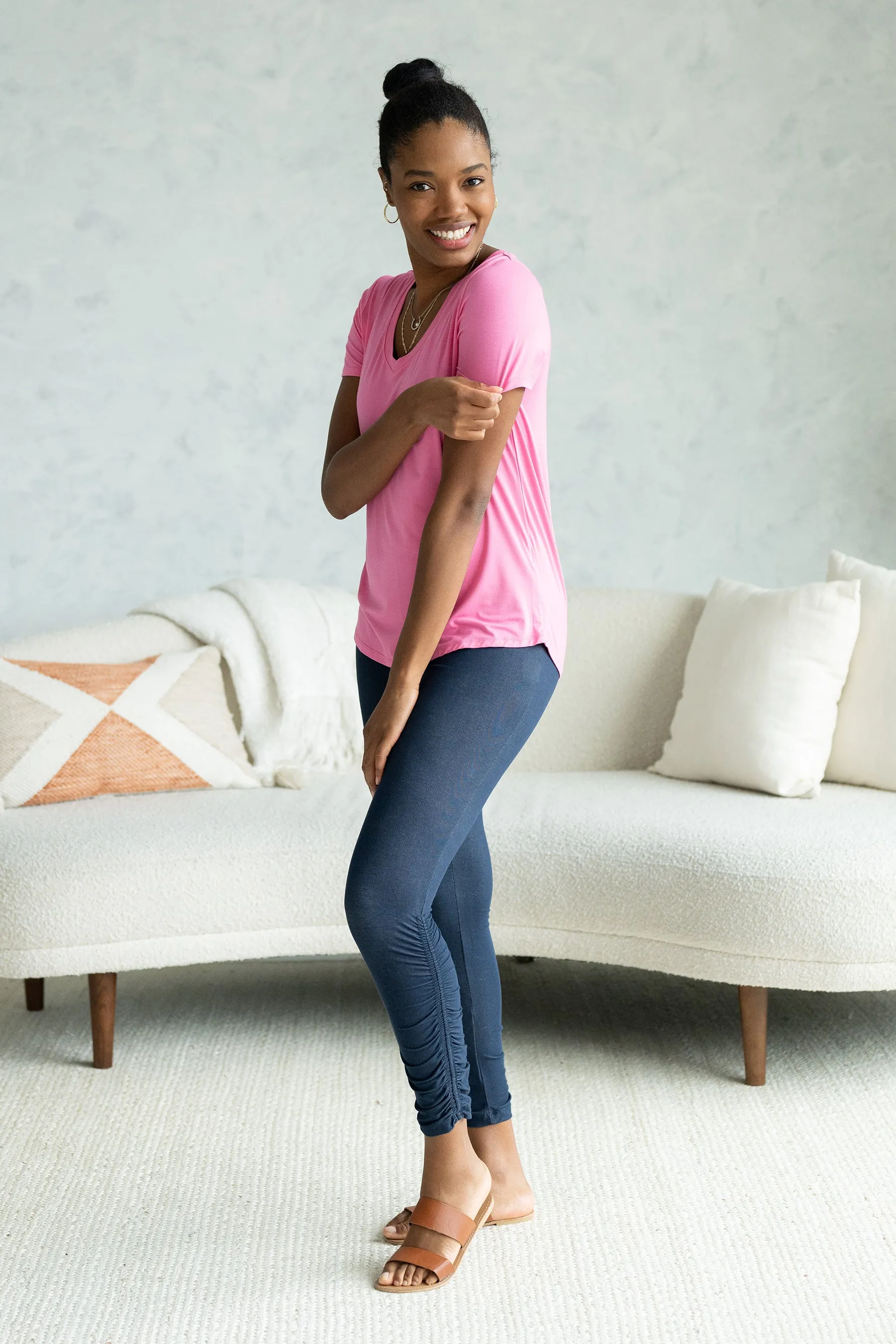 Rylie V-Neck Bamboo Tee - Wild Orchid