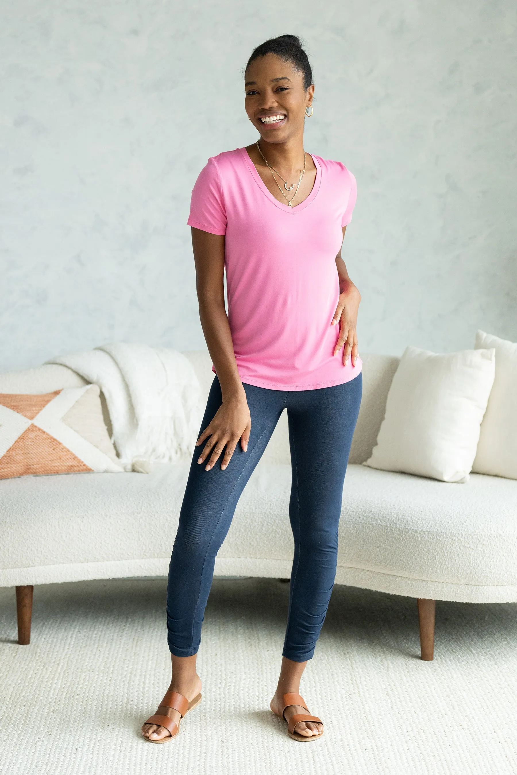 Rylie V-Neck Bamboo Tee - Wild Orchid
