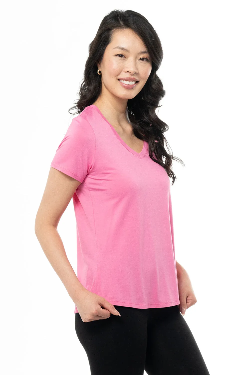 Rylie V-Neck Bamboo Tee - Wild Orchid