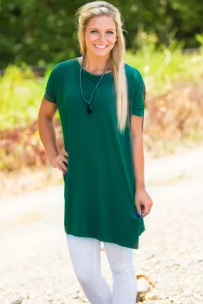 SALE-Short Sleeve Piko Tunic - Forest Green