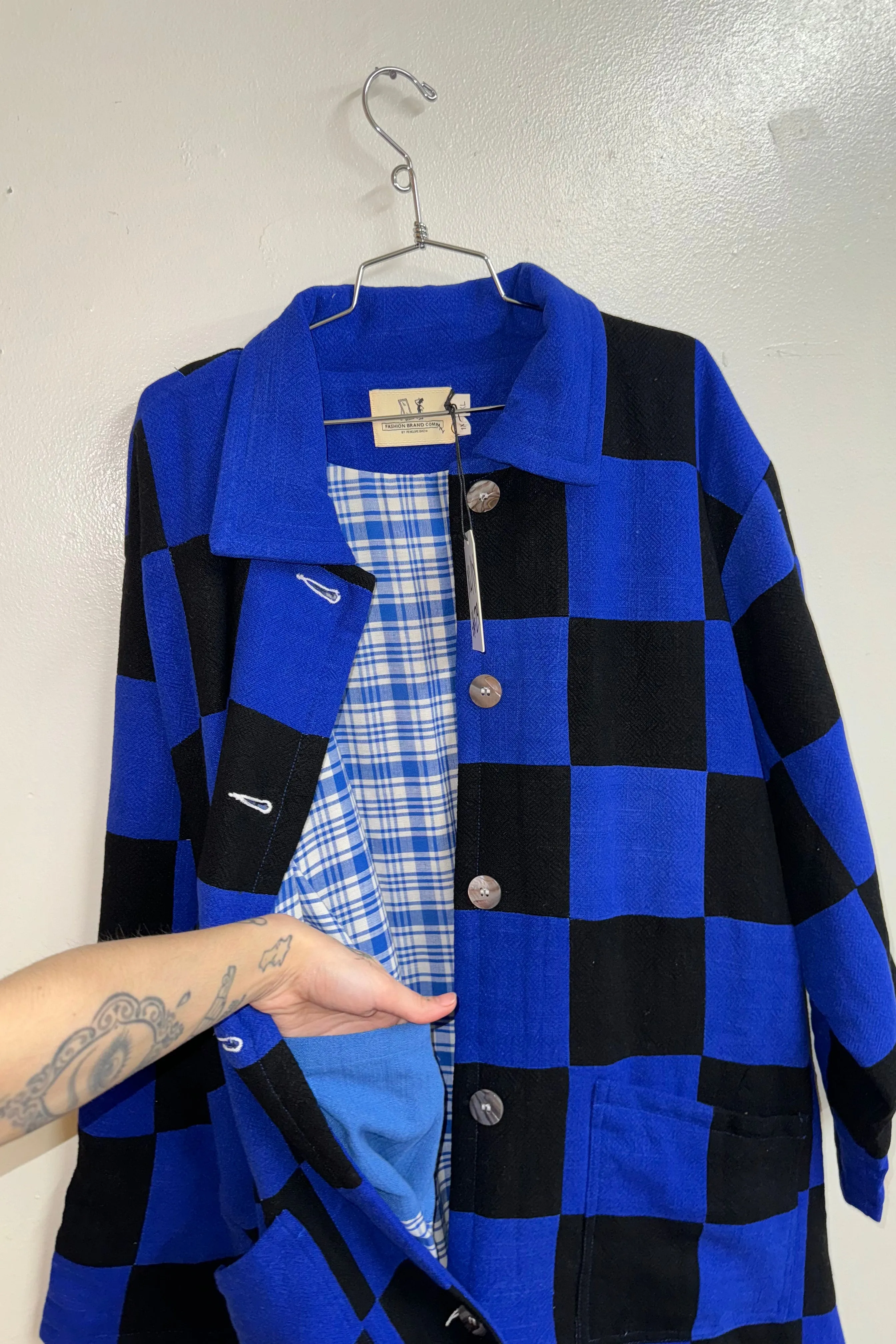Scrap #29 Blue/Black Chessboard Coat XL/1X