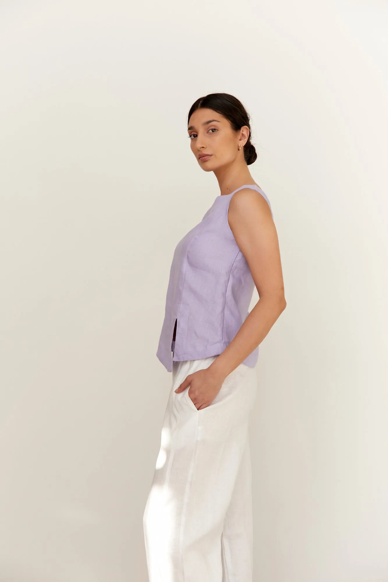 Shell Linen Top Lilac