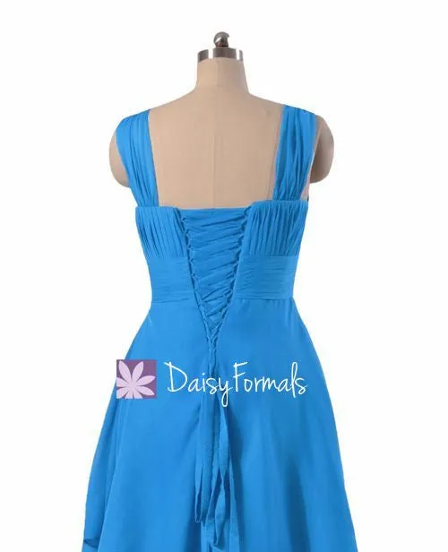 Short Robin Egg Blue Bridesmaids Dress High Low Aqua Blue Party Dress (BM914)