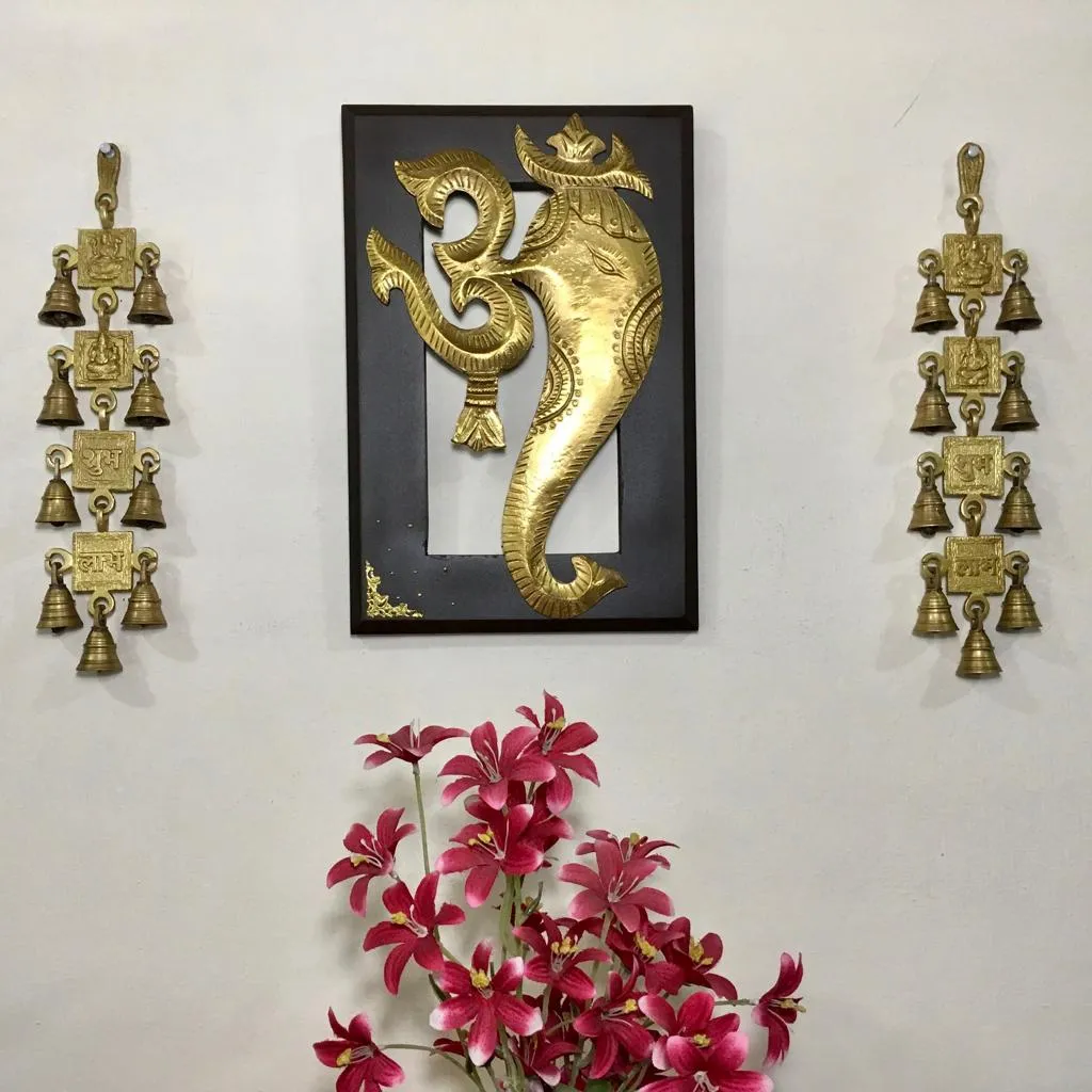 Shubh Labh Laxmi Ganesh Brass Bell (Set of 2)