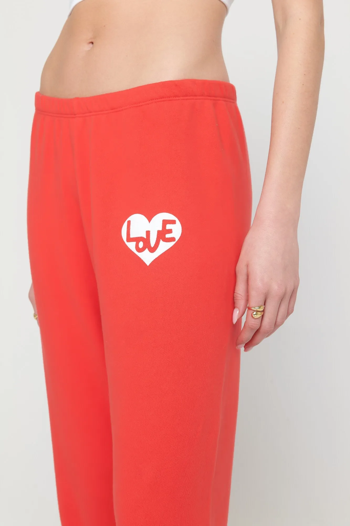 Spiritual Gangster Heart Luna Sweatpant - Ruby Red
