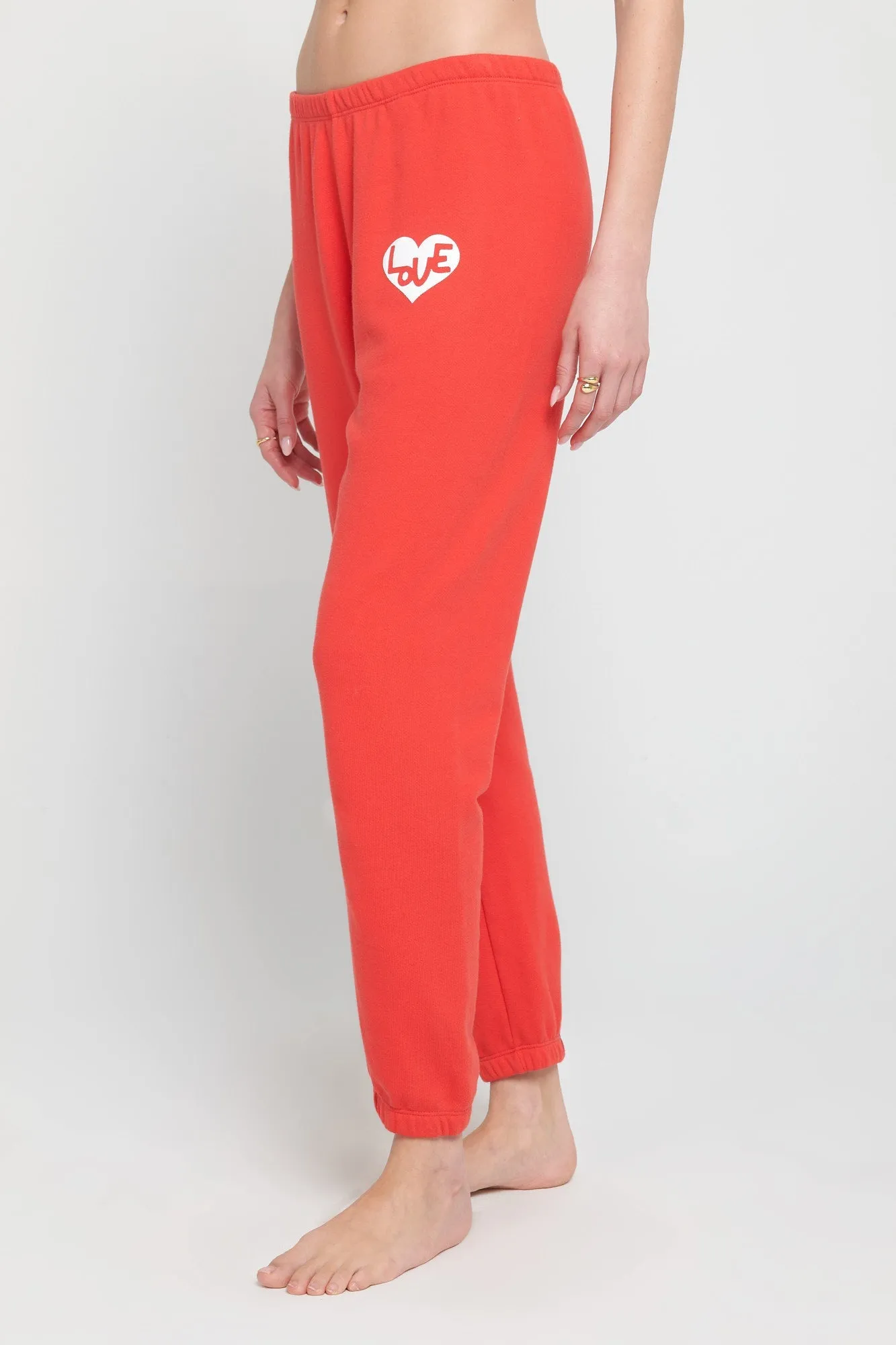 Spiritual Gangster Heart Luna Sweatpant - Ruby Red