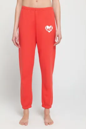 Spiritual Gangster Heart Luna Sweatpant - Ruby Red