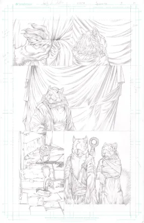 Squarriors comic-used art FULL PAGE -- Summer #1 Redcoat, Bloodpaw, and Rustle