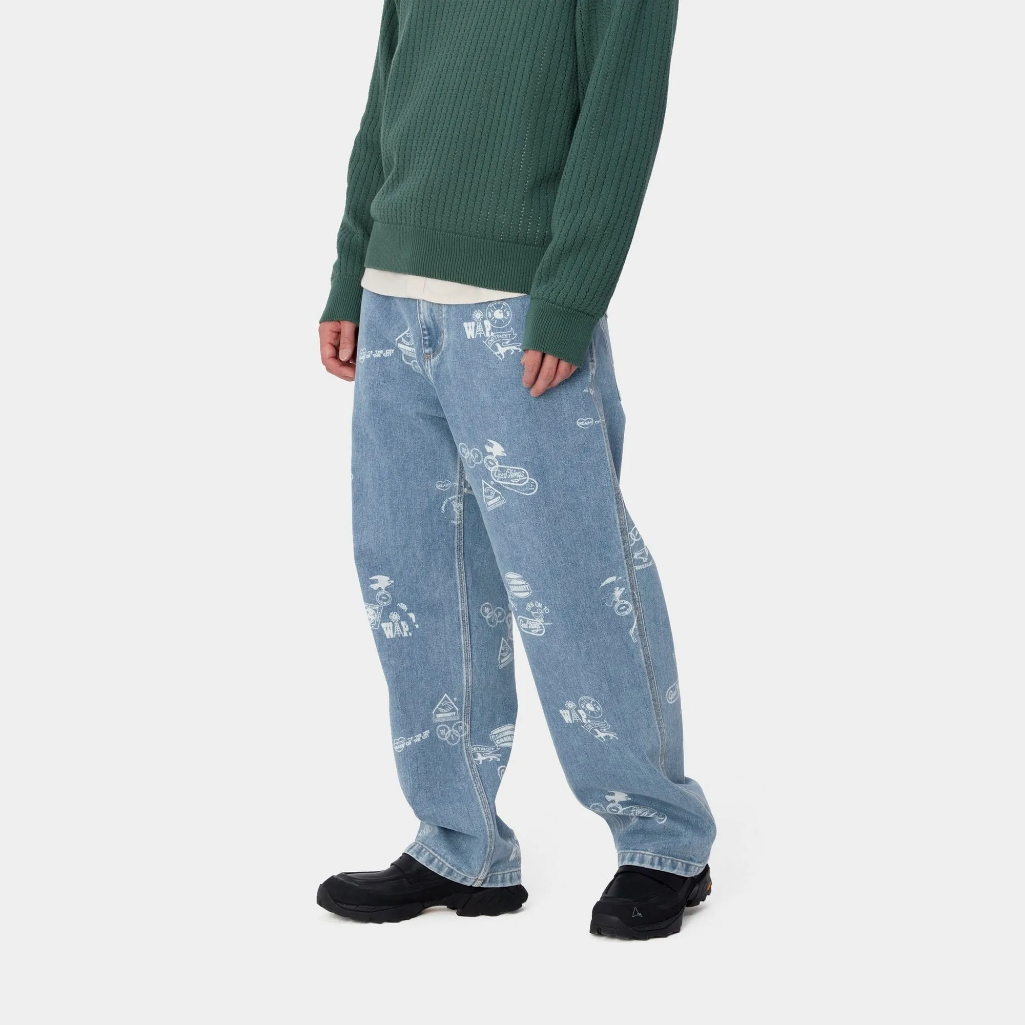 Stamp Print Pant | Blue (bleached)