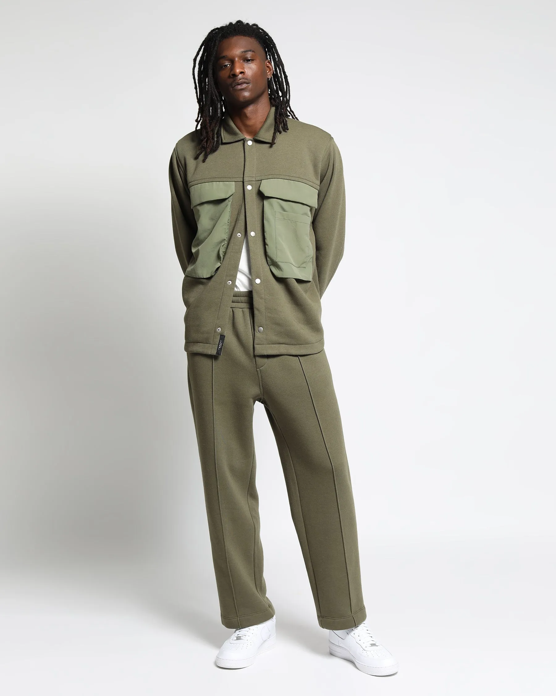 Sunnyside Brushed Terry Pin-tucked Wide Leg Pant