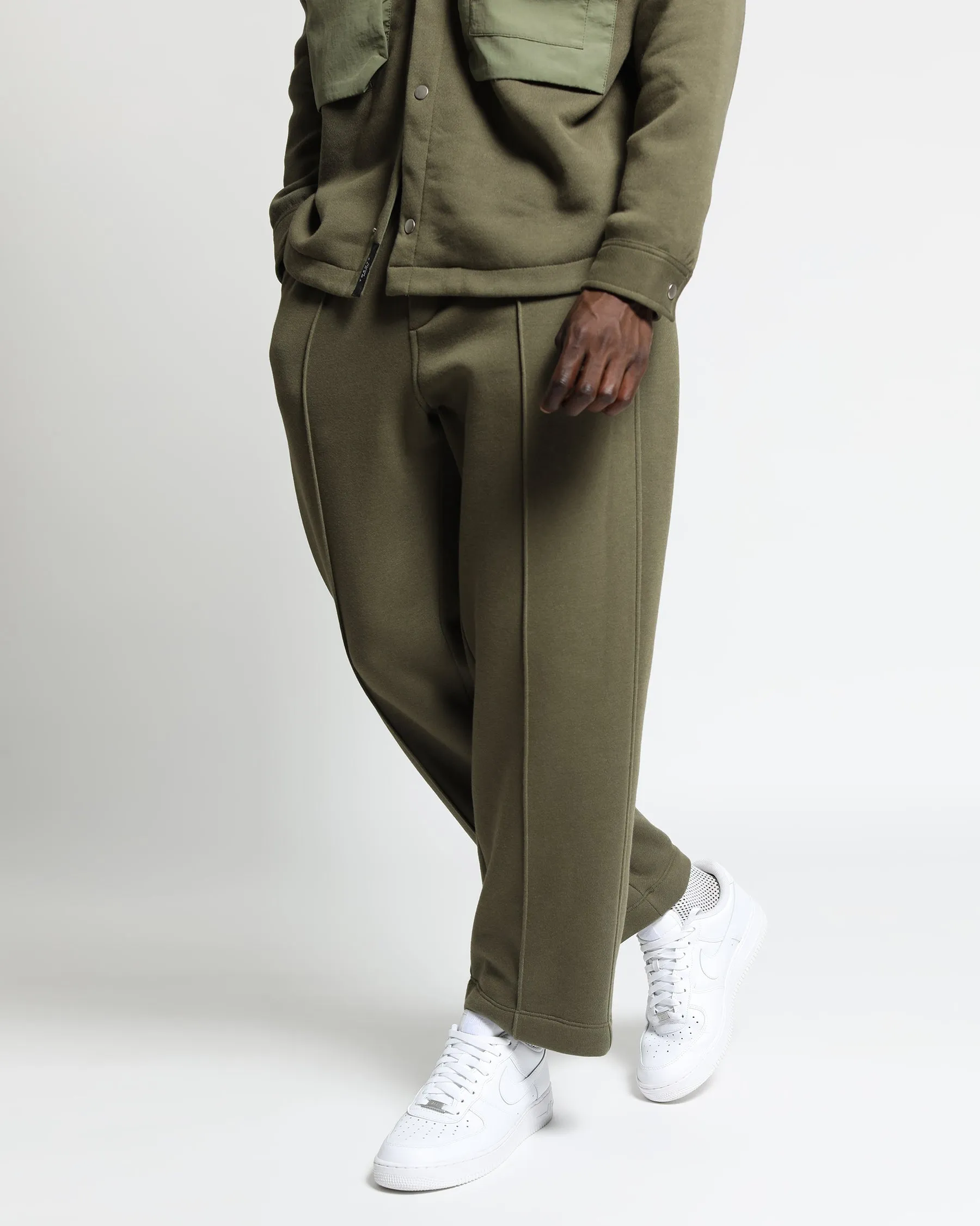 Sunnyside Brushed Terry Pin-tucked Wide Leg Pant