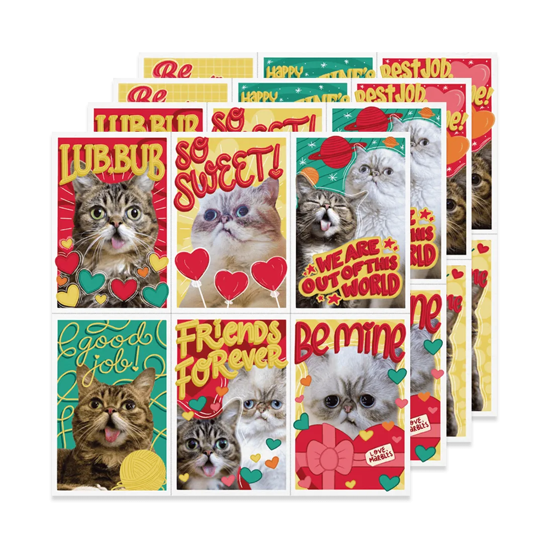 Tear-Away BUB Marbles Valentine Cards - Pack of 24 (Four Sheets)