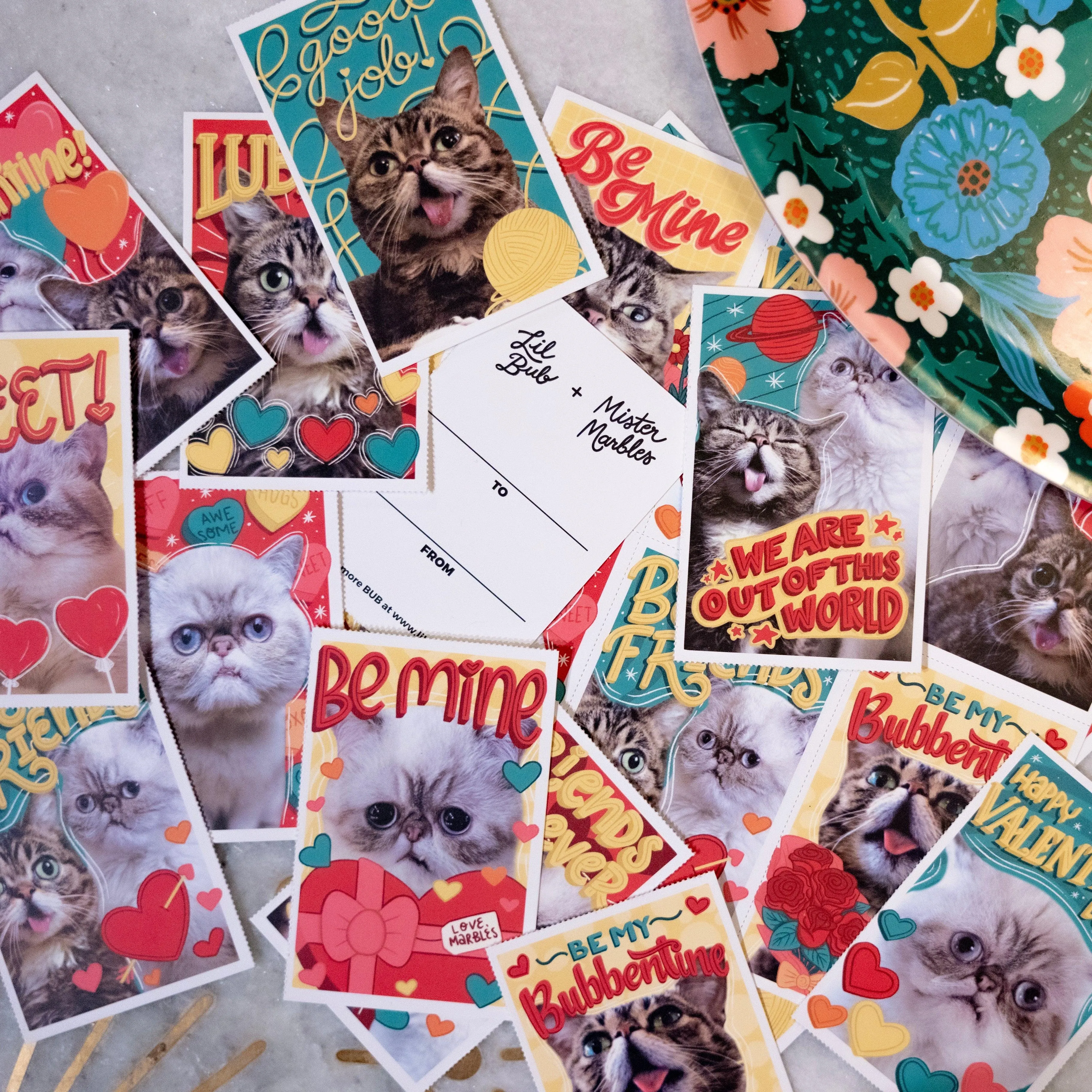 Tear-Away BUB Marbles Valentine Cards - Pack of 24 (Four Sheets)