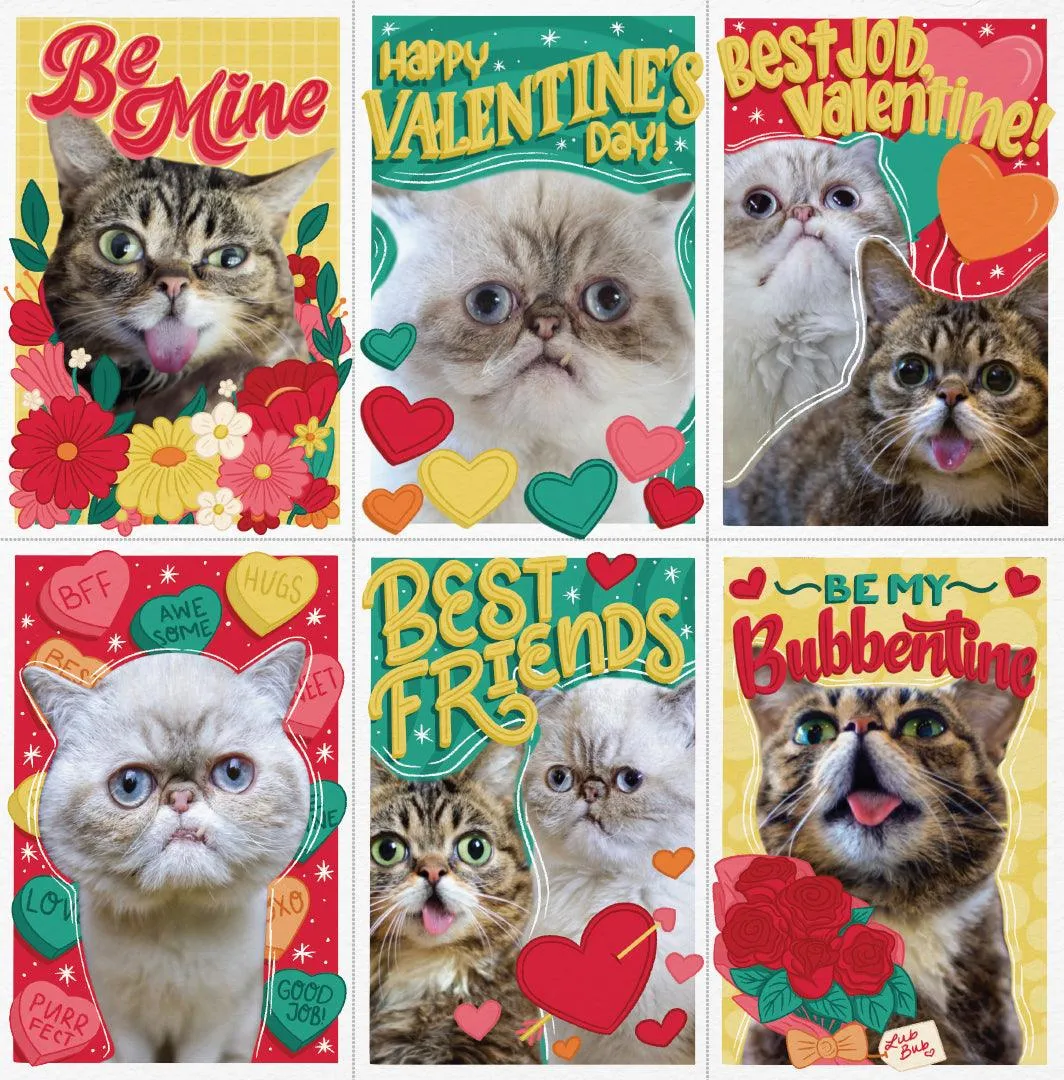 Tear-Away BUB Marbles Valentine Cards - Pack of 24 (Four Sheets)