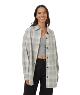Ten Tree Ladies Stone Grey/Window Plaid Fernwood Flannel Shirt