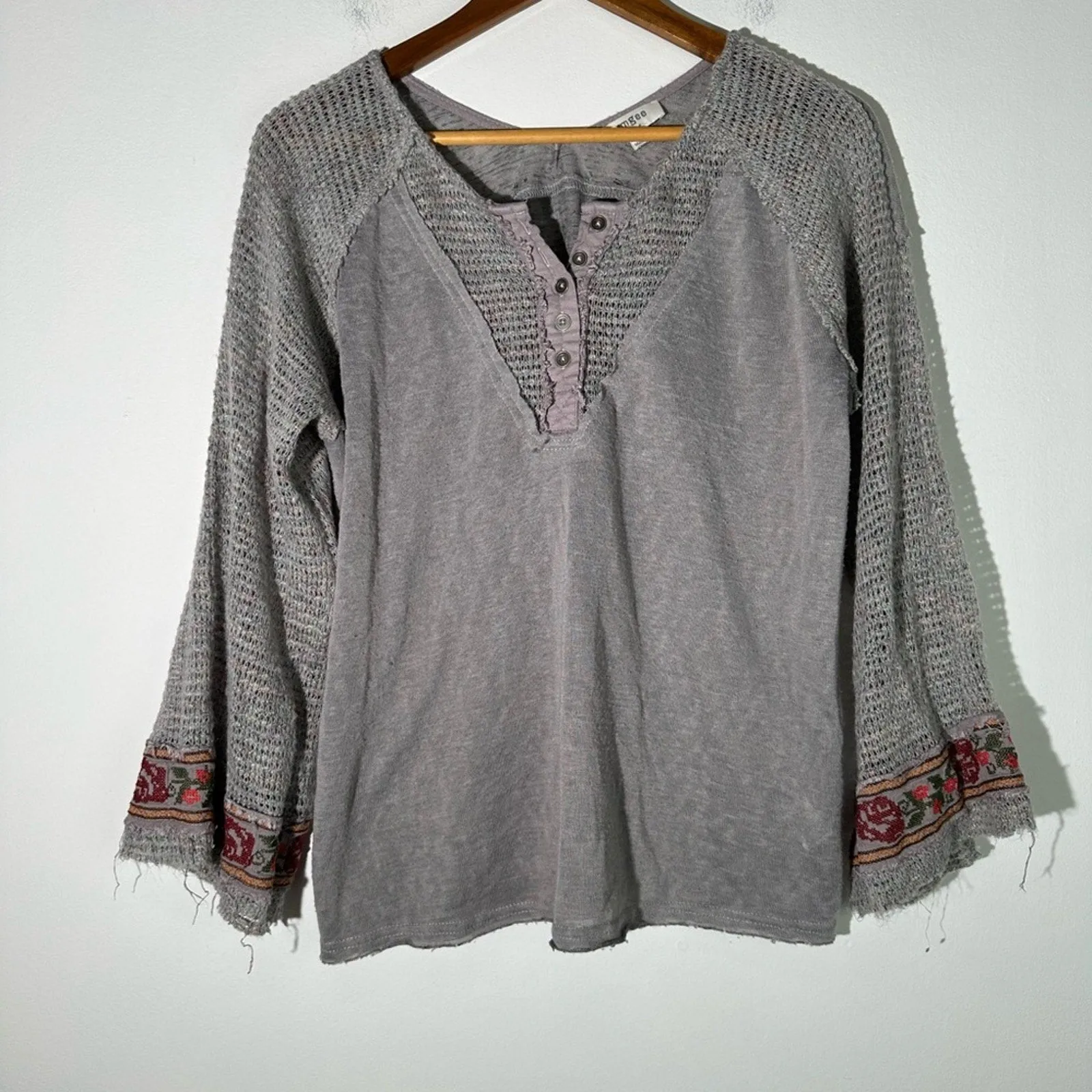 Umgee Boho Bell Sleeve Embroidered Top