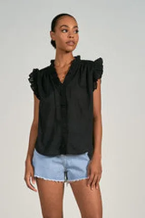 V-Neck Flutter Sleeve