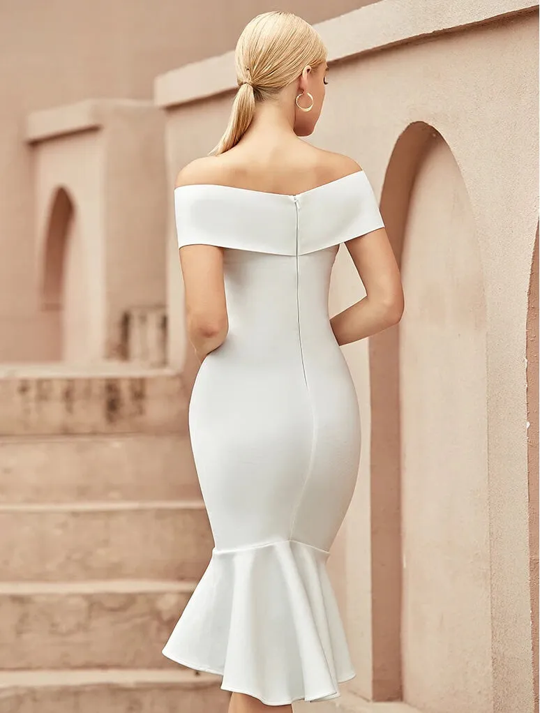 Valeria Off-Shoulder Midi Cocktail Party Dress