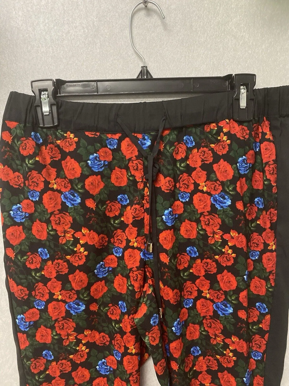 Vince Camuto Flowy Casual Floral Pants, Black Red, Size S Pocketed