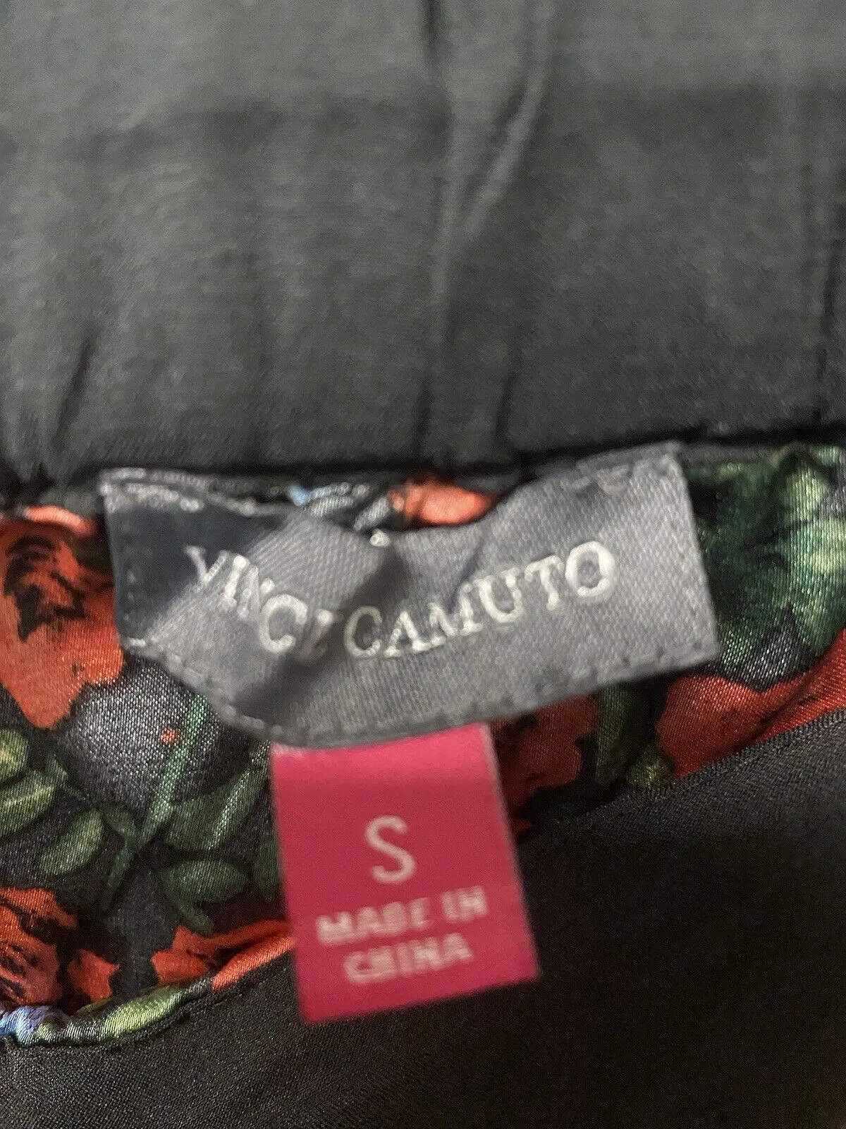 Vince Camuto Flowy Casual Floral Pants, Black Red, Size S Pocketed
