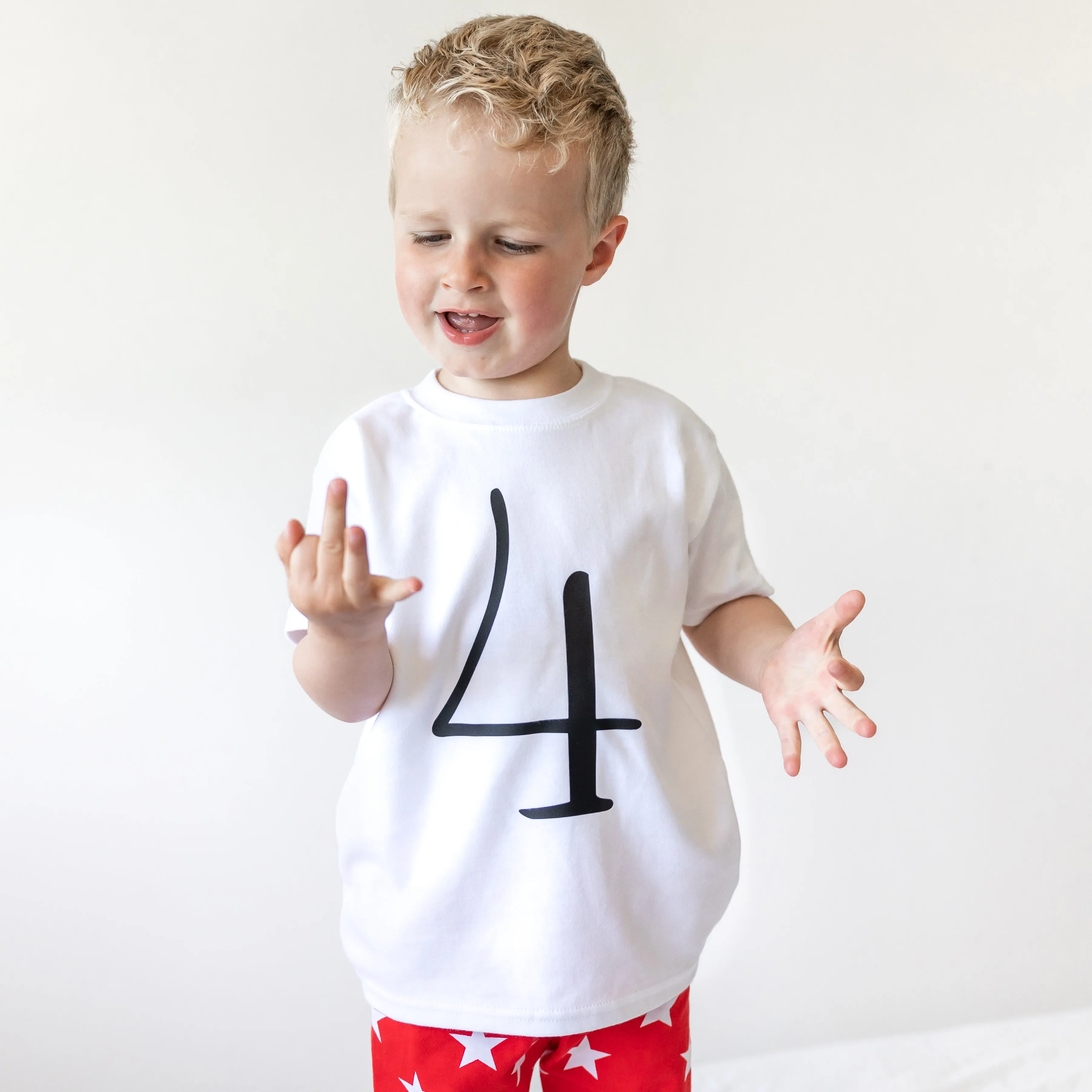 White Birthday Number 4 top