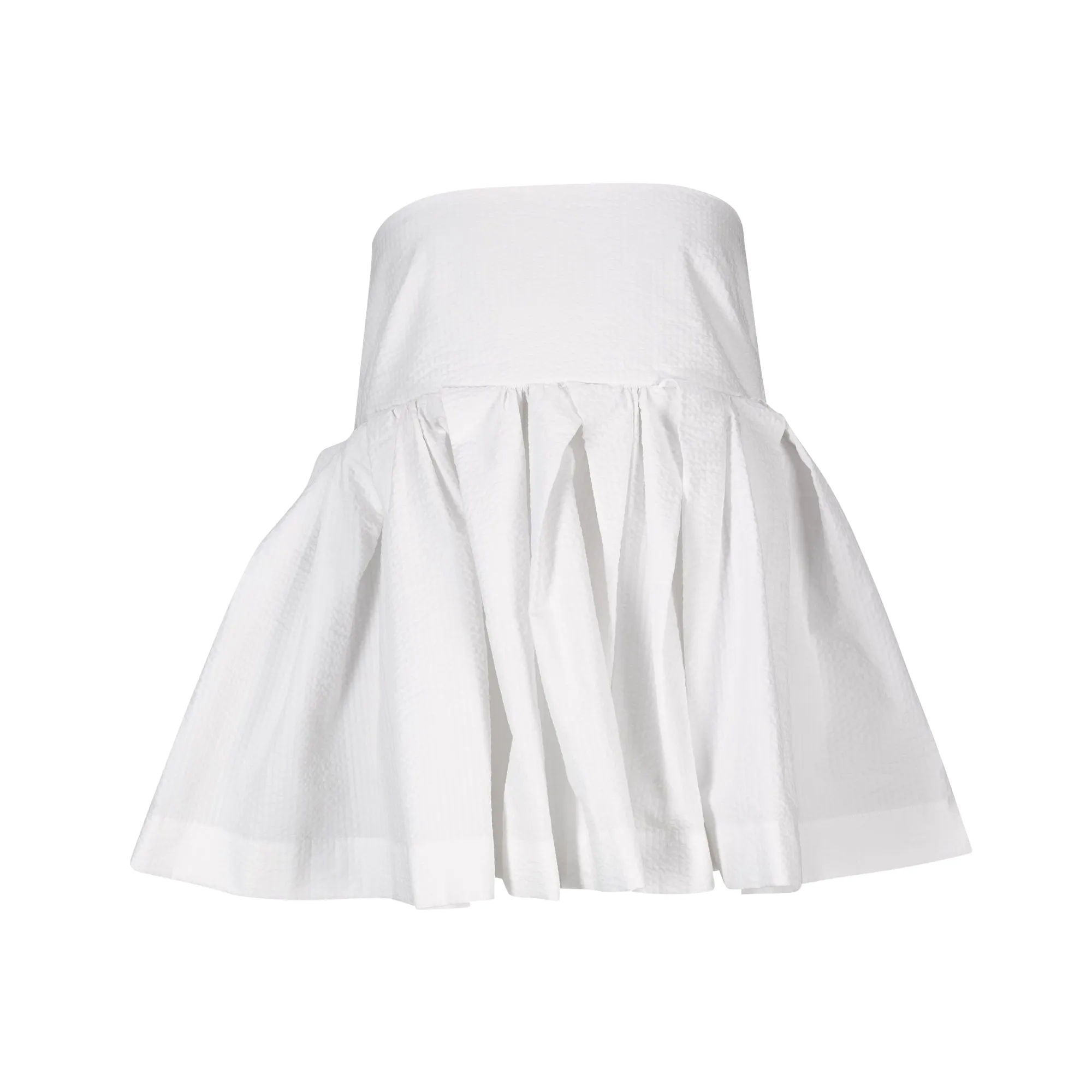 WHITE STRAPLESS PEPLUM TOP