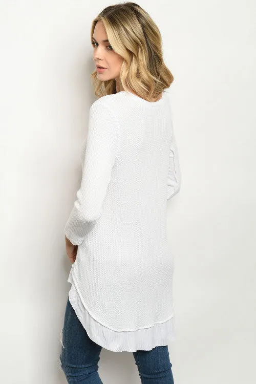 White Whitney V Neck Top