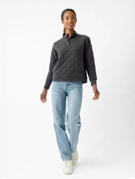 Women's Brushed Bamboo Quilted Snap Pullover