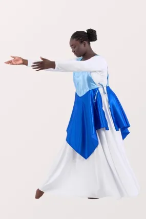 Womens Rose of Sharon Satin Peplum Ephod - Light Blue/Royal