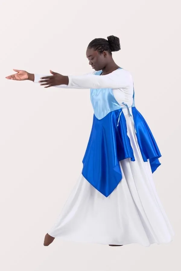Womens Rose of Sharon Satin Peplum Ephod - Light Blue/Royal