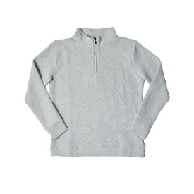 Zip Front Quilted Sweater - Grey