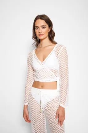 Zuma Long Sleeve Crochet Wrap Top